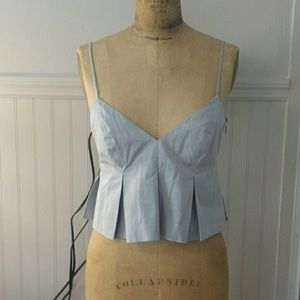 Grey Zara Pleated Crop Top